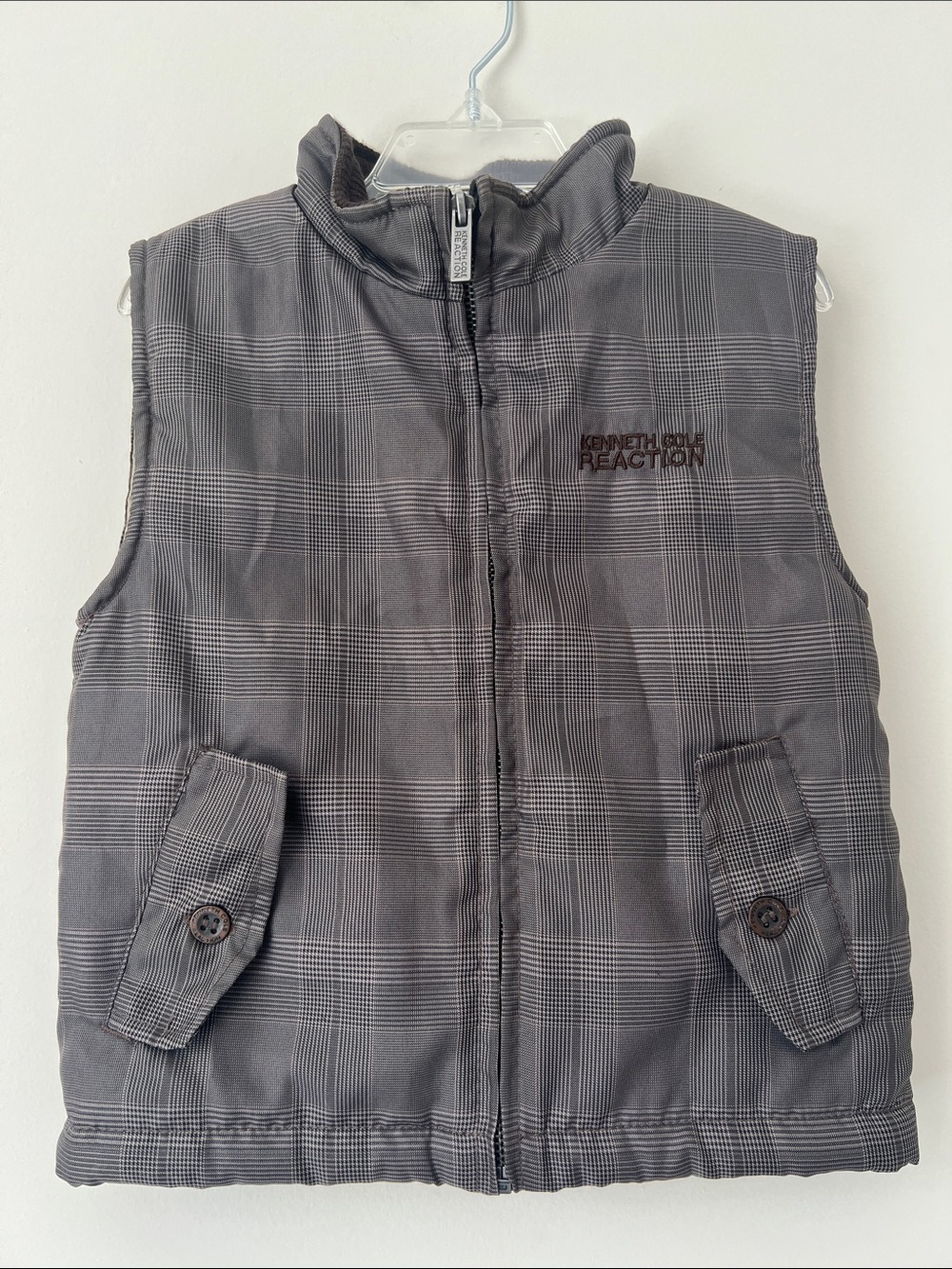 Kenneth Cole Reaction Boys Plaid Quilted Gray Vest